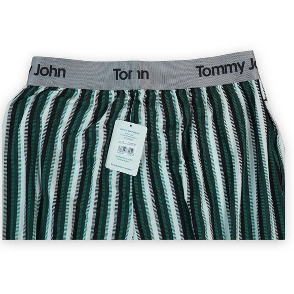 Tommy John Second Skin Men Pajama Pants Medium striped‎ Green Silky Non-pilling - Picture 6 of 6